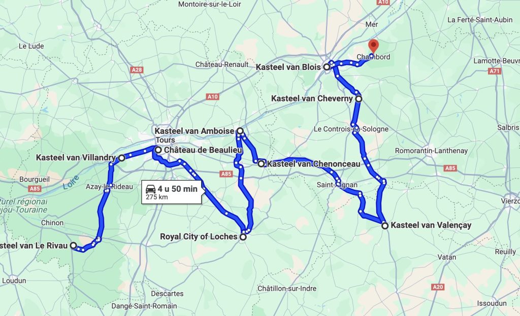 Route voor een roadtrip door de Loire