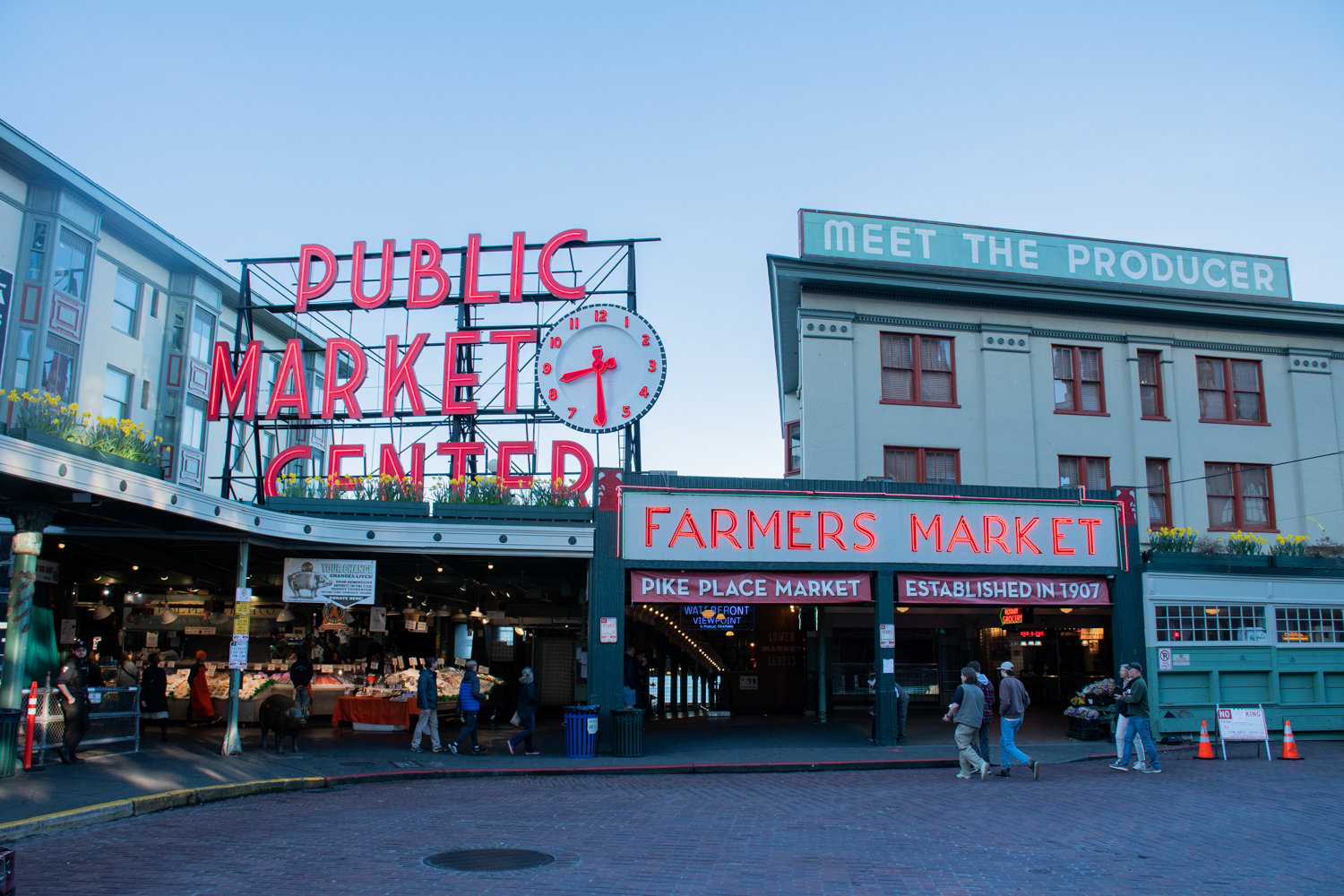 Vroege ochtend op Pike Place Farmers market