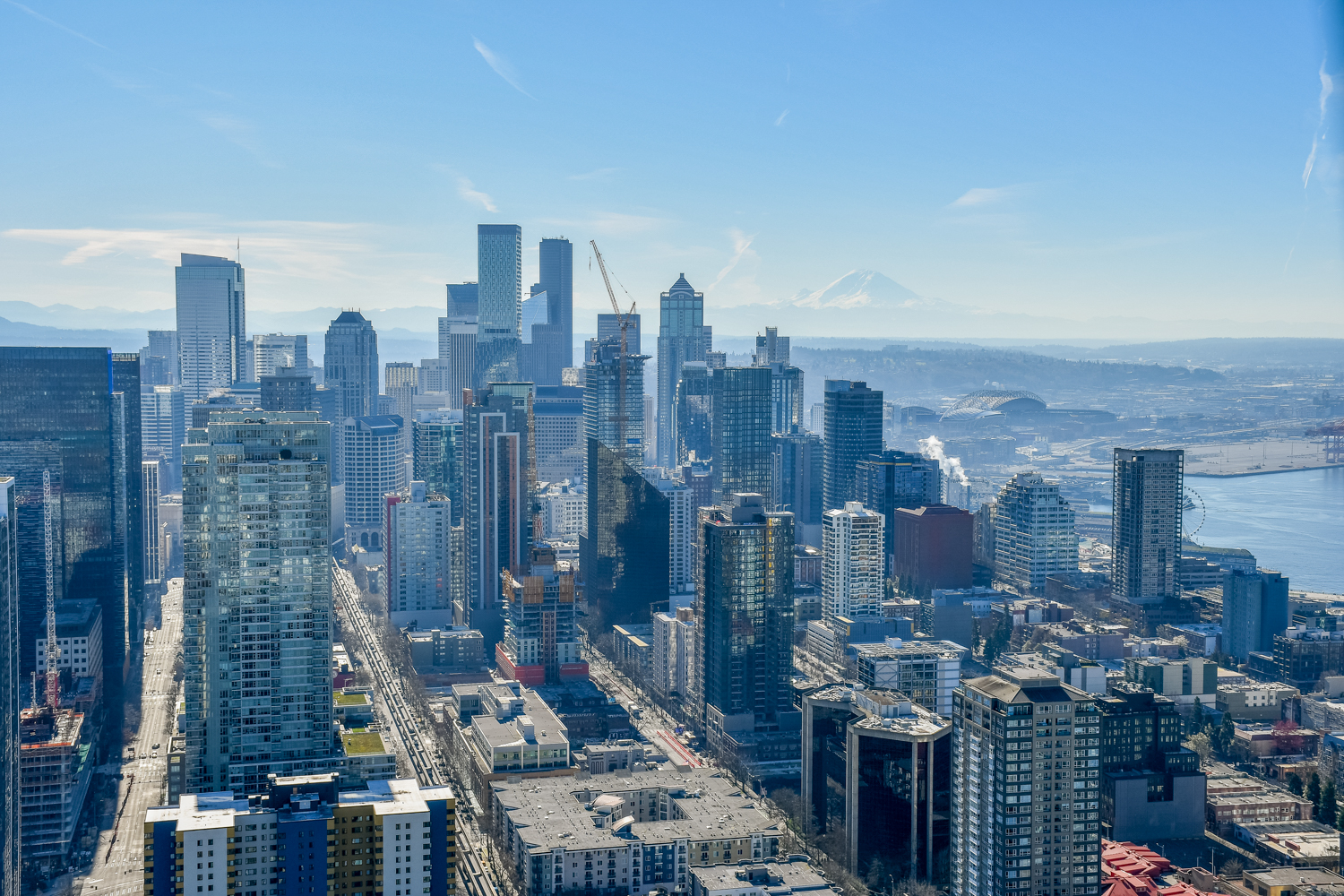 Het uitzicht op de stad Seattle vanaf de Space Needle