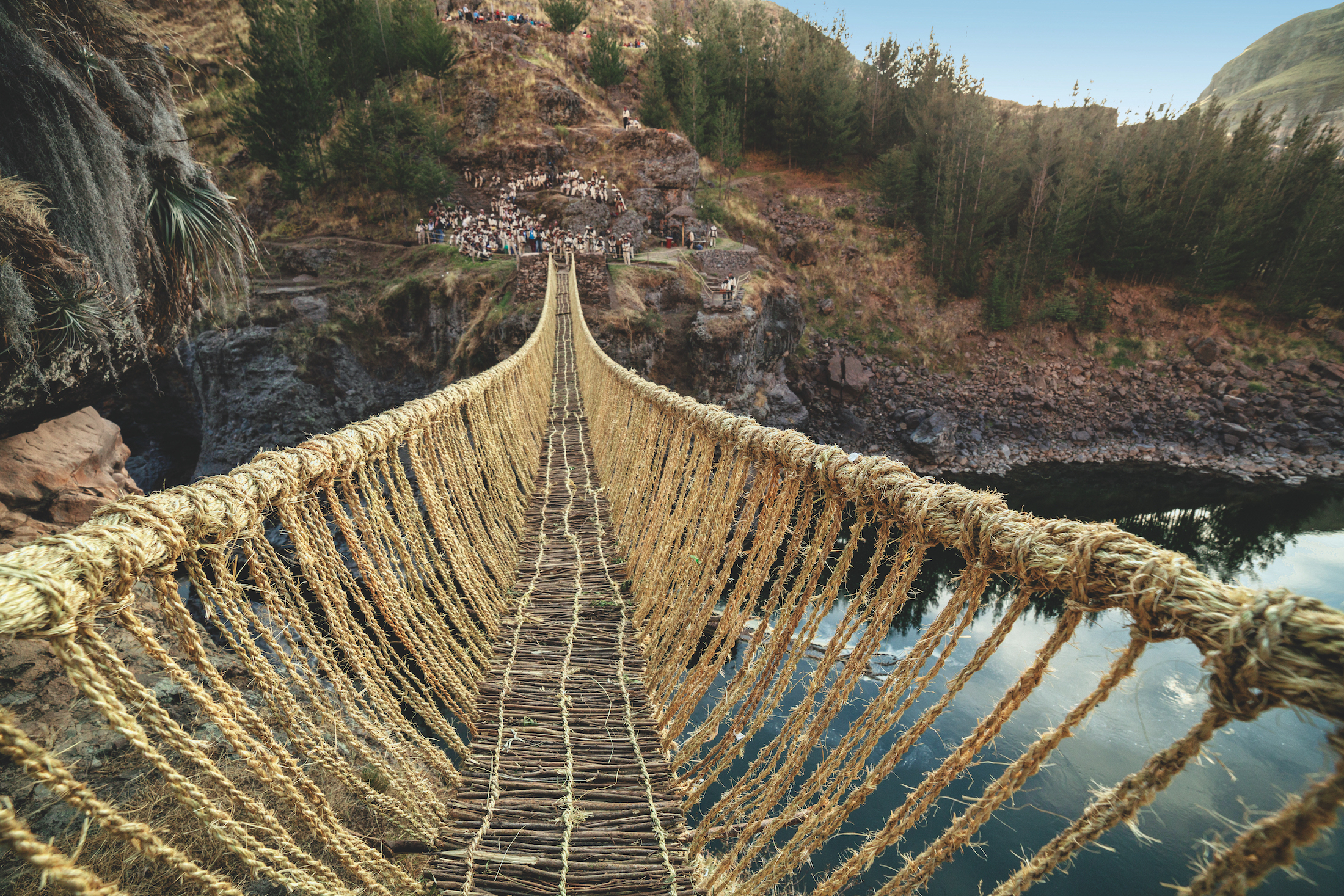 De laatst overgebleven Inca hangbrug van Q'eswachaka