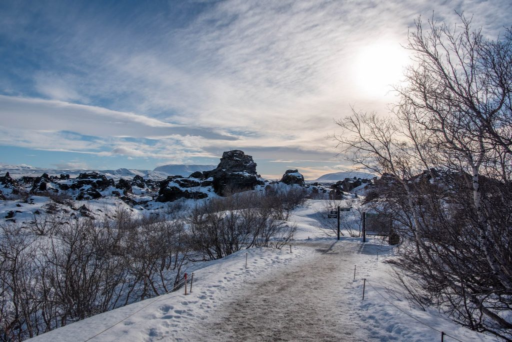 Winter in de lavavelden van Dimmuborgir