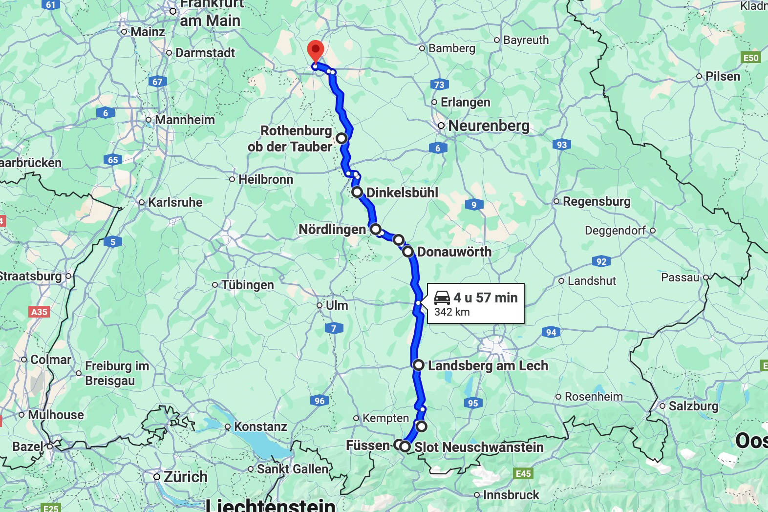 De mooiste route om de Romantische Strasse te rijden