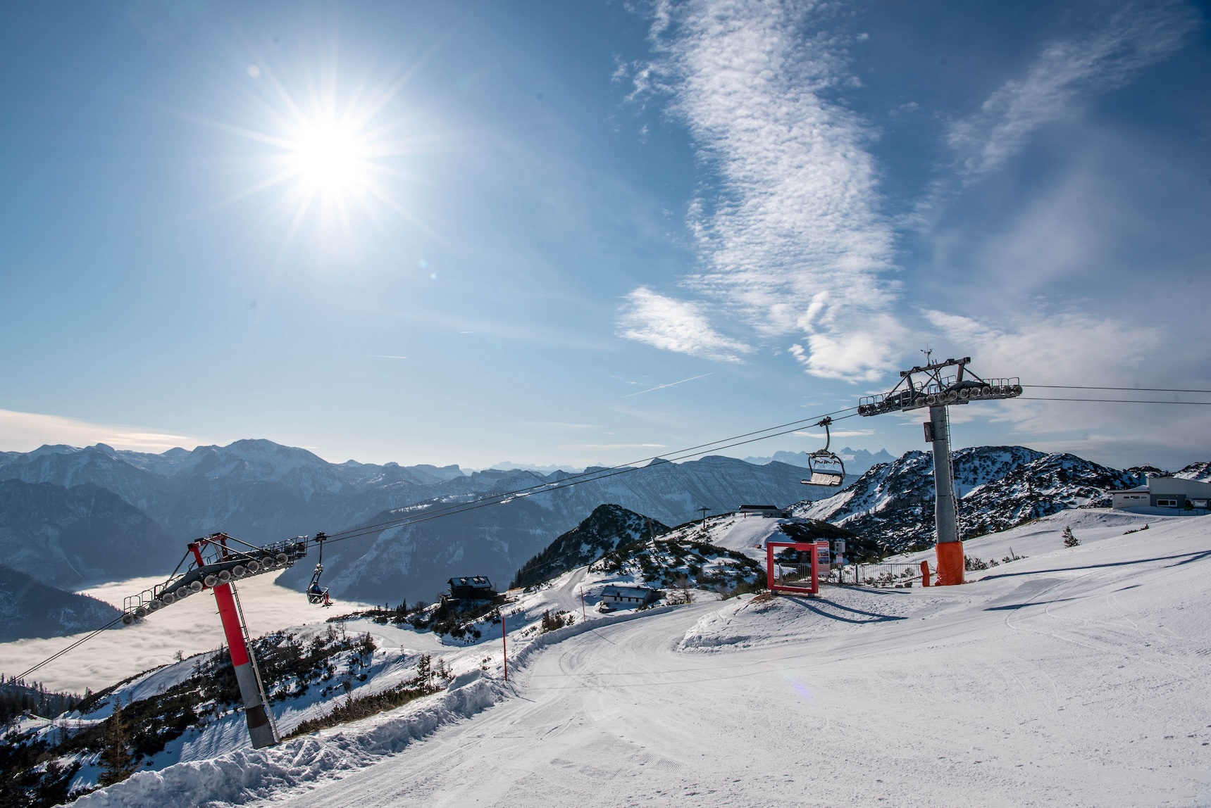 Skilift in skigebied Feuerkogel in Oberösterreich