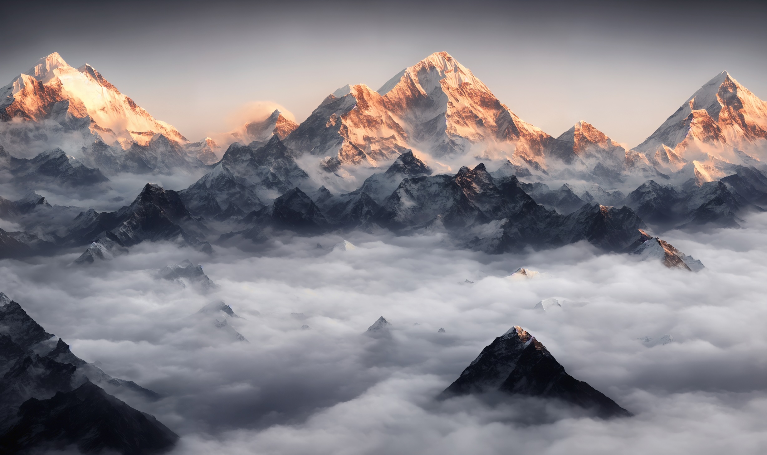 Mount Everest met mist er omheen