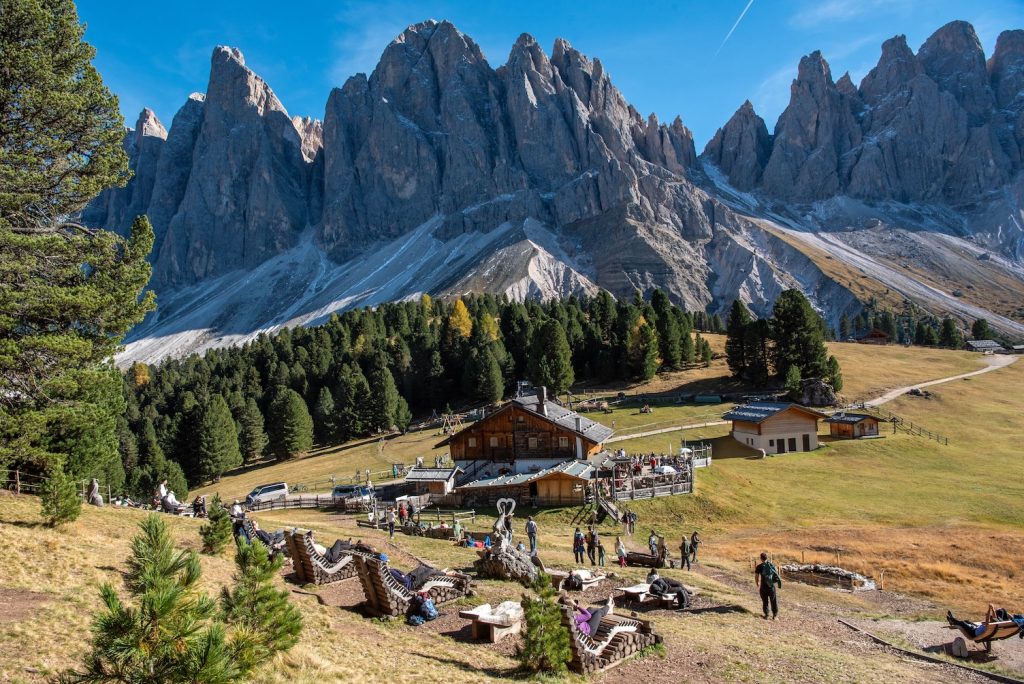 Cinema delle Odle gezien vanaf de Geisler Alm