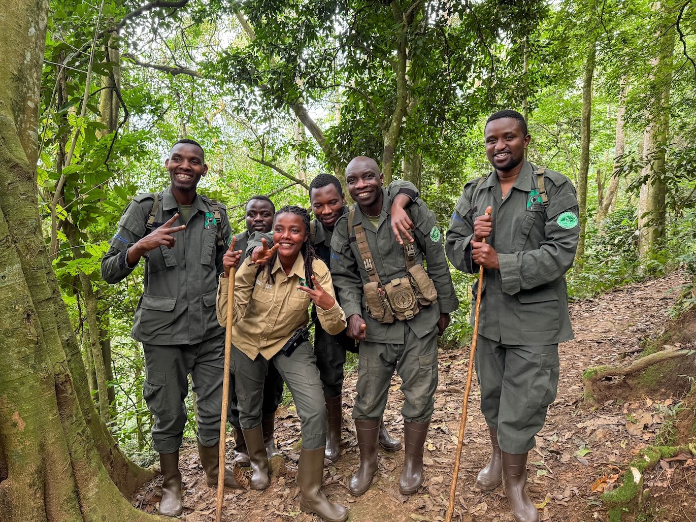 Groep rangers in de jungle in Rwanda