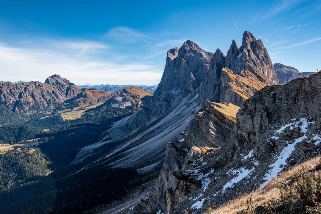 De top van de Seceda in Ortisei, Italië