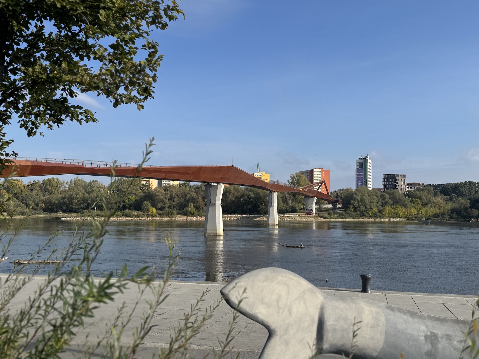 De (nieuwe) wandelbrug over de Wisla rivier