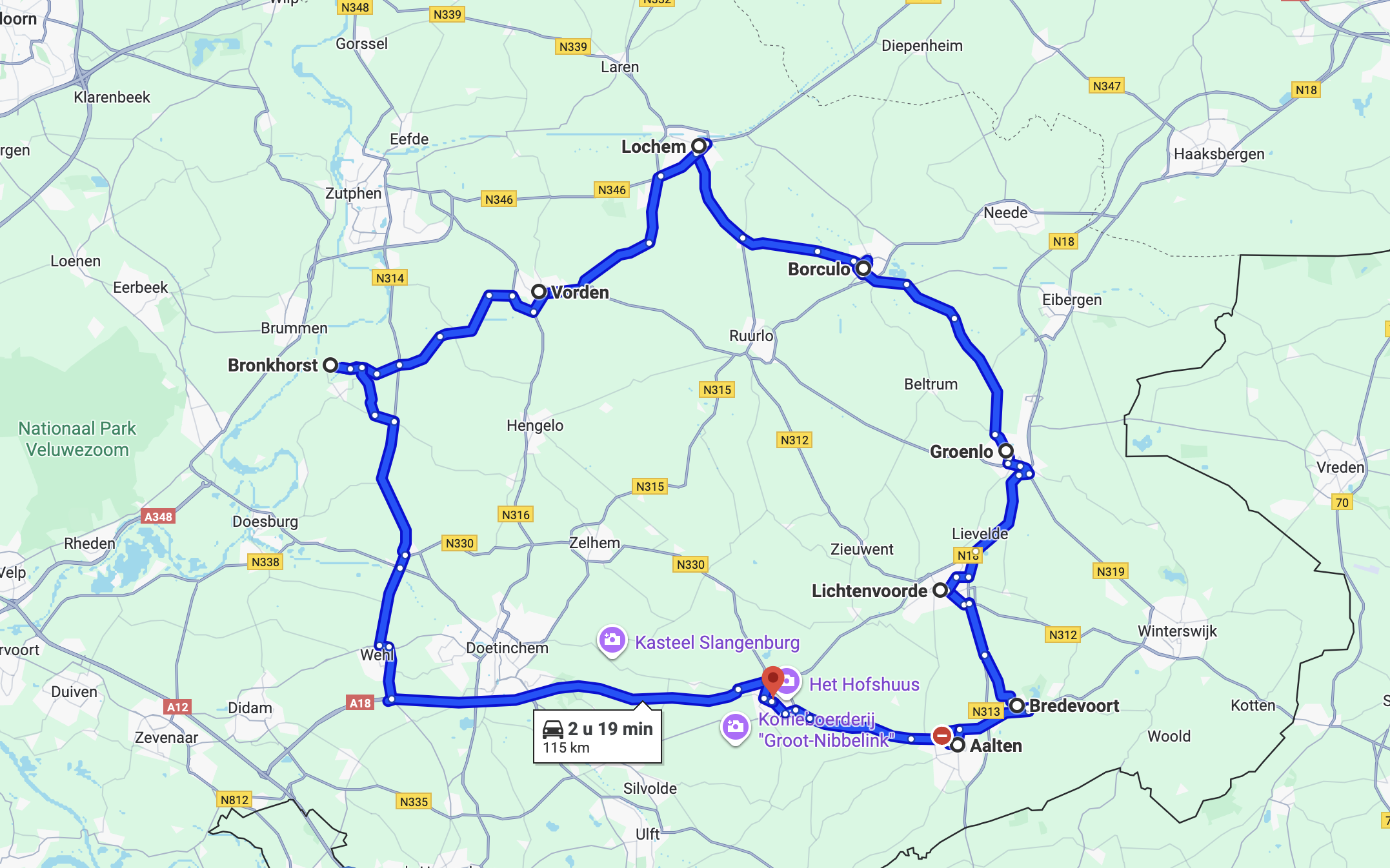 Route roadtrip achterhoek