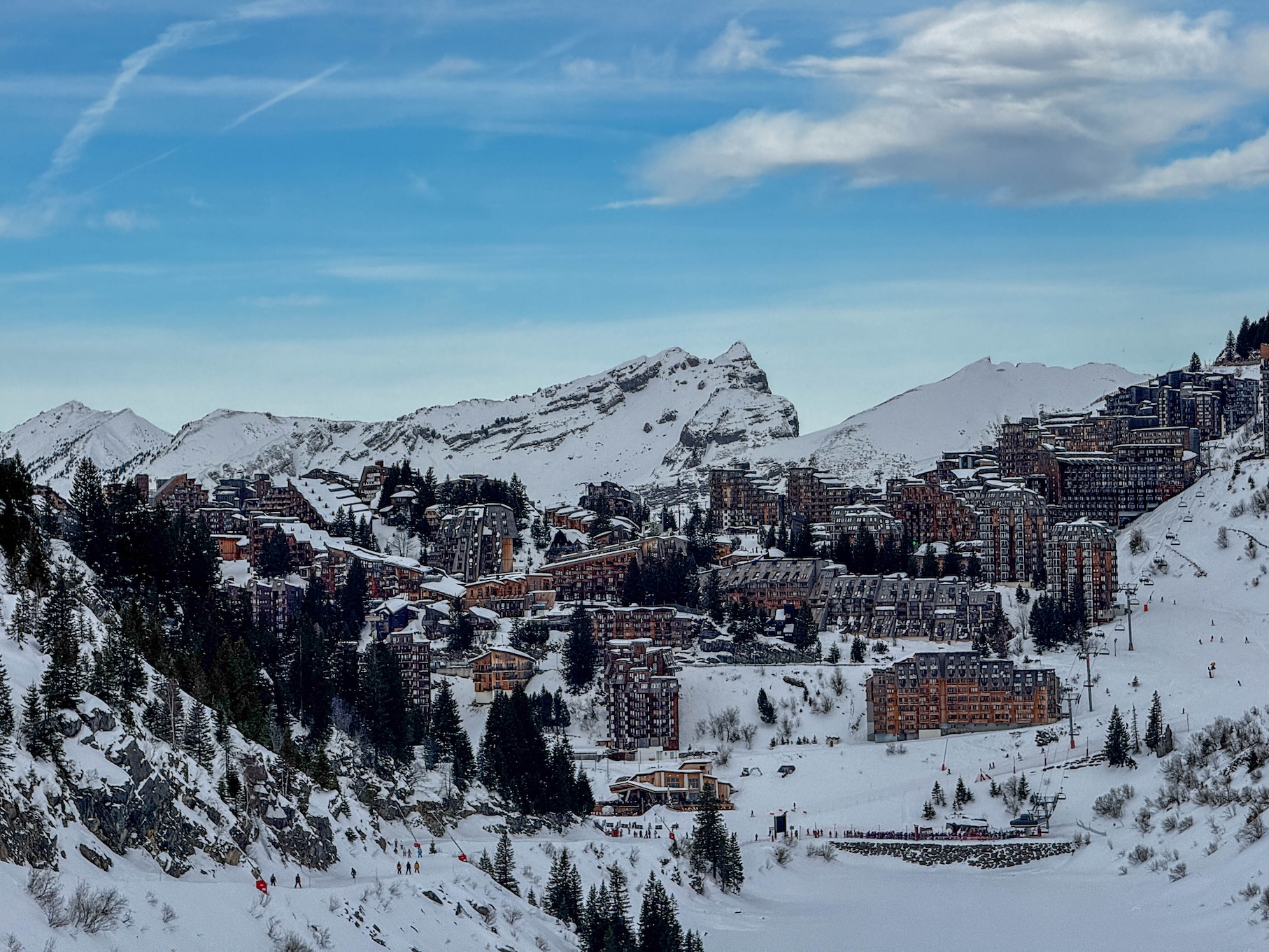 Uitzicht op Avoriaz in de winter