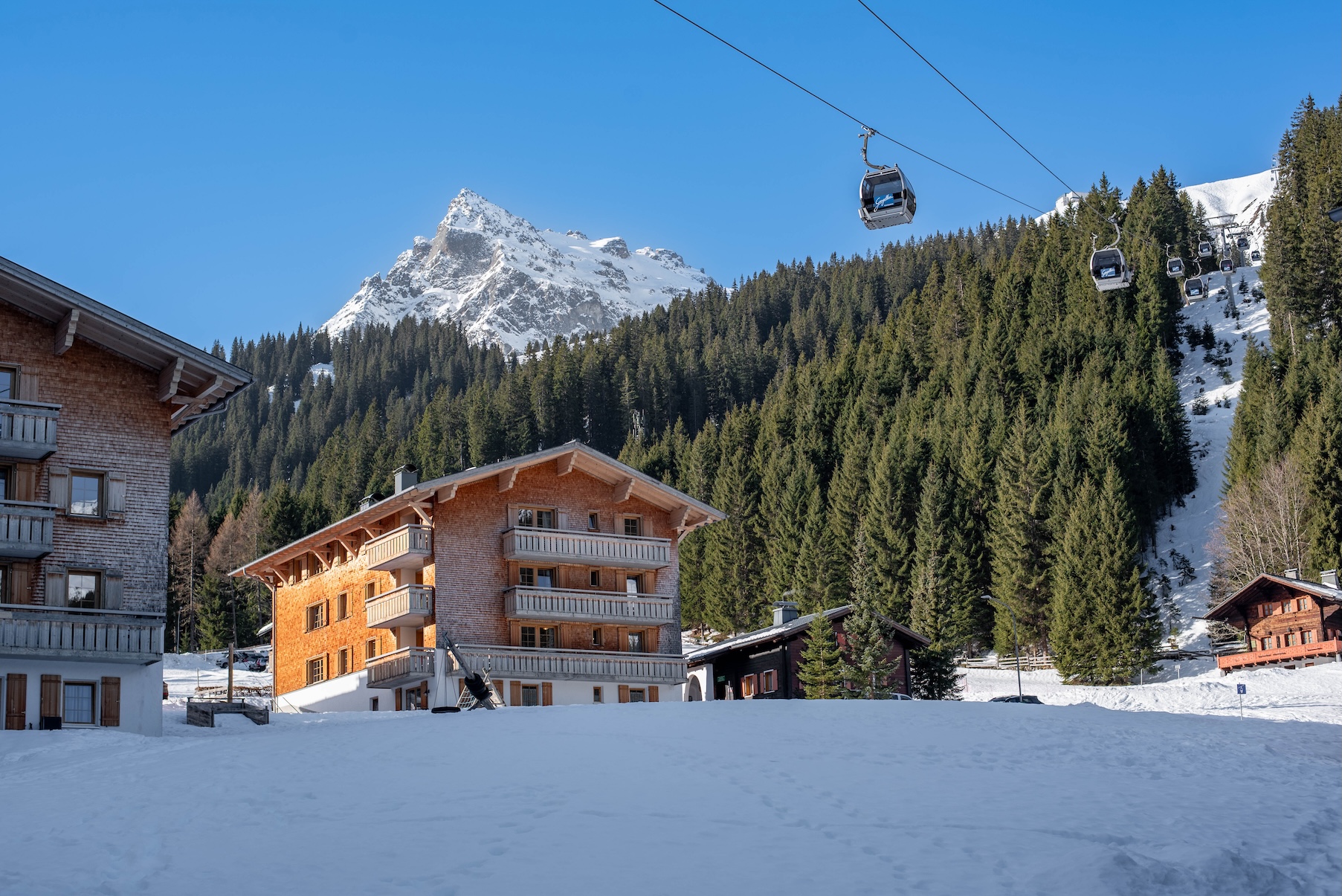 Uitzicht op Landal Hochmontafon in Gargellen in de winter