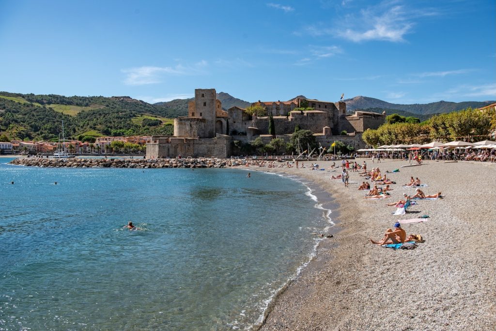 Plage de Collioure op een zomerse dag