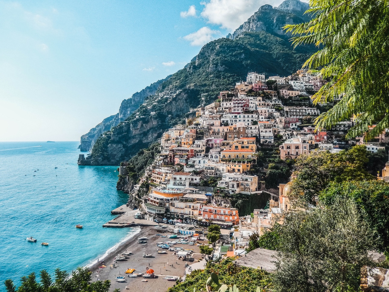 Uitzicht op Positano en de zee