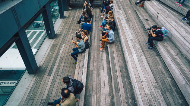 Een van de populairste plekjes op High LIne Park boven 10th Avenue