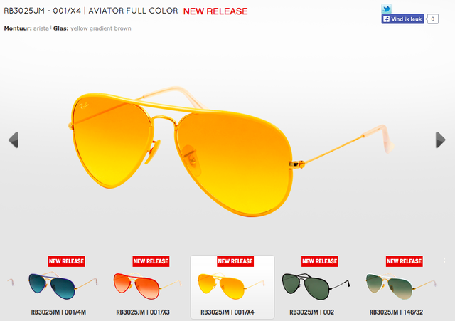 De Aviator full color in zeven kleuren