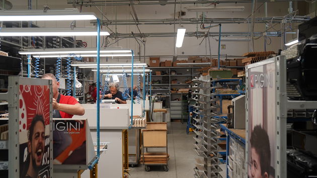 De werkplaats van accordeonfabriek Pigini in Castelfidardo