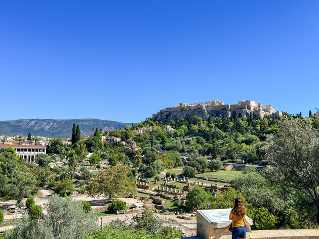 Uitzicht op Akropolis vanaf de Tempel van Hephaistos