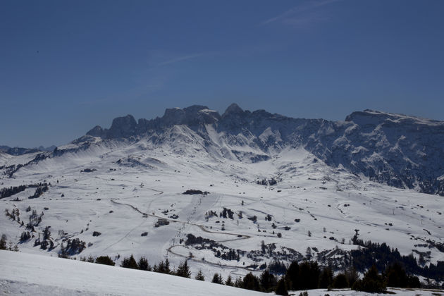 Seiser Alm in de Dolomieten is het perfecte skigebied voor kinderen om te leren ski\u00ebn 