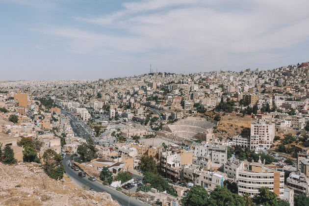 Uitzicht over de stad Amman vanaf de hoogste heuvel