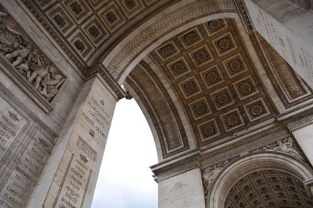 De onderkant van de Arc de Triomphe