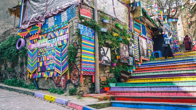 Een van de vrolijkste plekken van Balat: deze gekleurde trappen (zeer populair onder Instagrammers)
