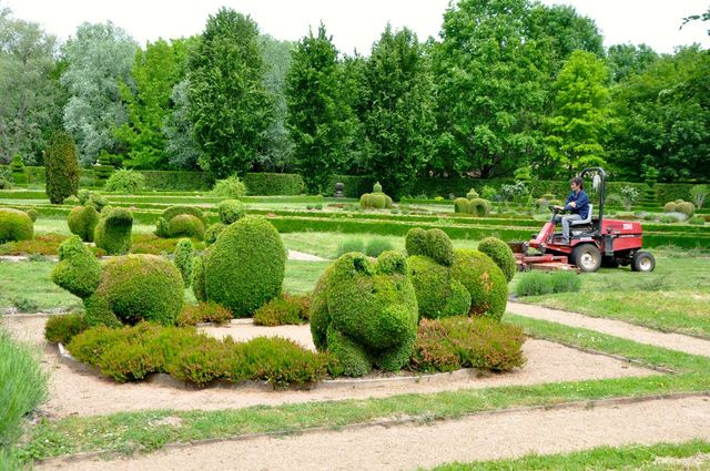 De laatste hand wordt aan de tuinen gelegd door de tuinman van Ch\u00e2teau de Cormatin