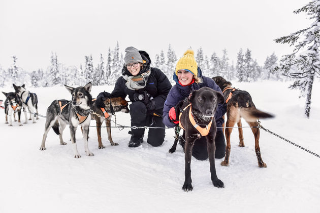 Knuffelen met de husky`s