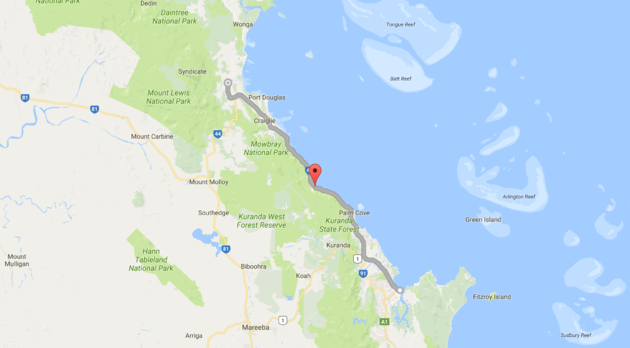 De route van de Captain Cook Highway: van Cairns naar Mossman