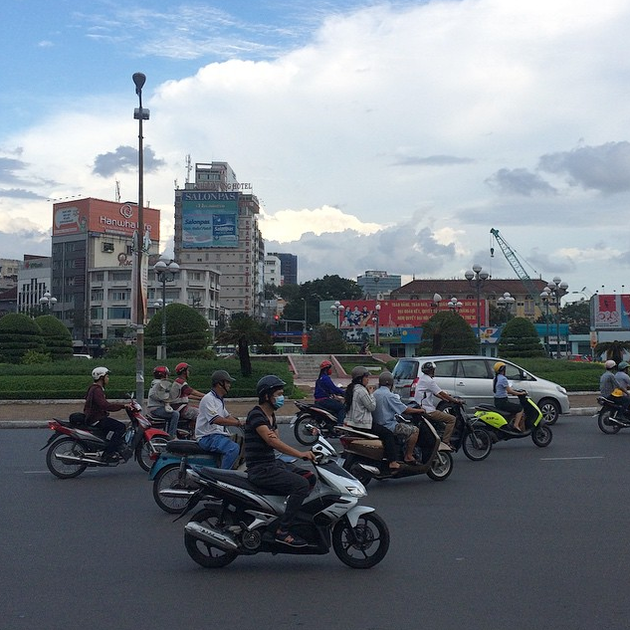 Pure chaos in het verkeer, zoals hier in Ho Chi Minhstad