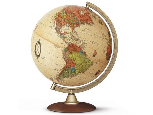 De klassieke geografische wereldbol (via wereldbol-expert)