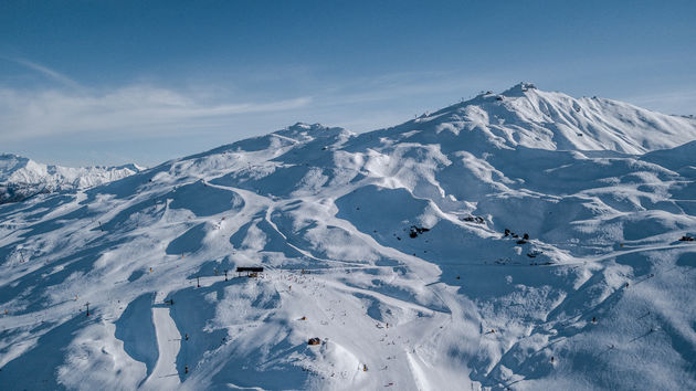 Skigebied Coronet Peak van bovenaf