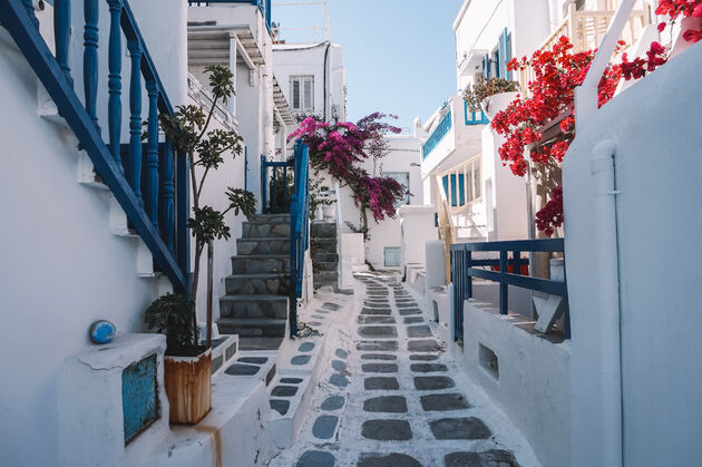 Dwalen door de witte straatjes in Mykonos