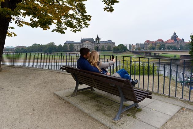 Vanuit het parkje Br\u00fchlschen Garten heb je heel mooi uitzicht