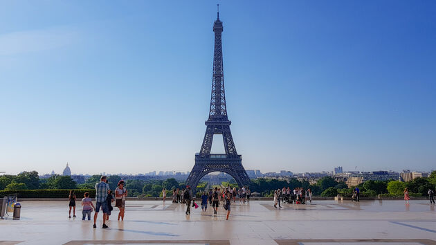 Vanaf Trocadero heb je mooi uitzicht op de Eiffeltoren