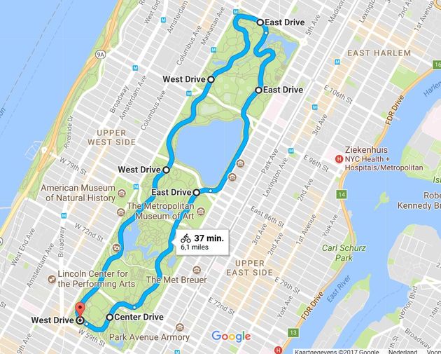 Een van de bekendste fietsroutes door New York is die door Central Park