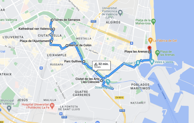 Onze favoriete fietsroute door Valencia met zes mooie stops onderweg