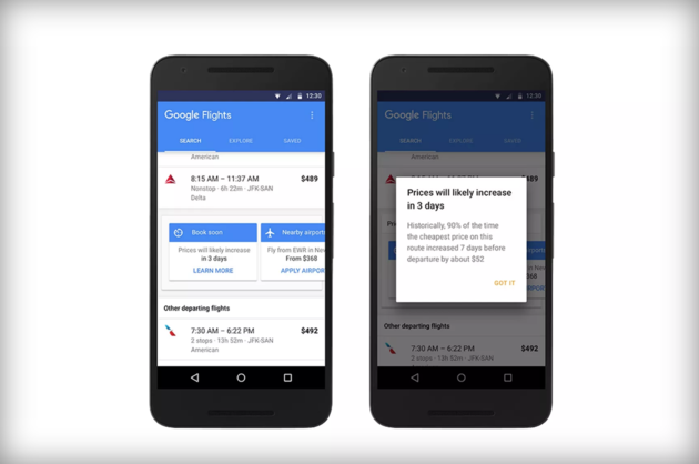 Google Flights prijsmeldingen