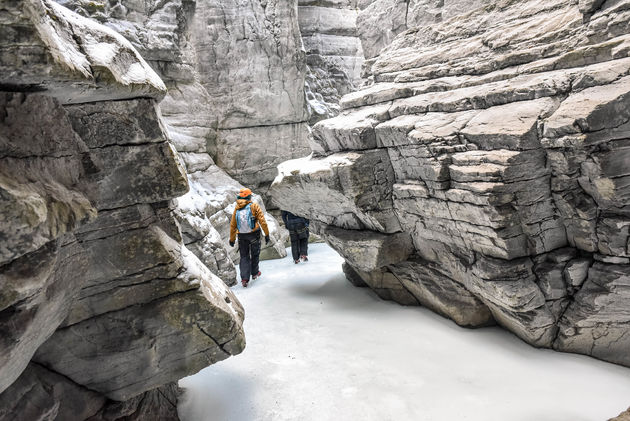 Maligne Canyon is voor het eerst in vijf jaar wer helemaal dichtgevroren
