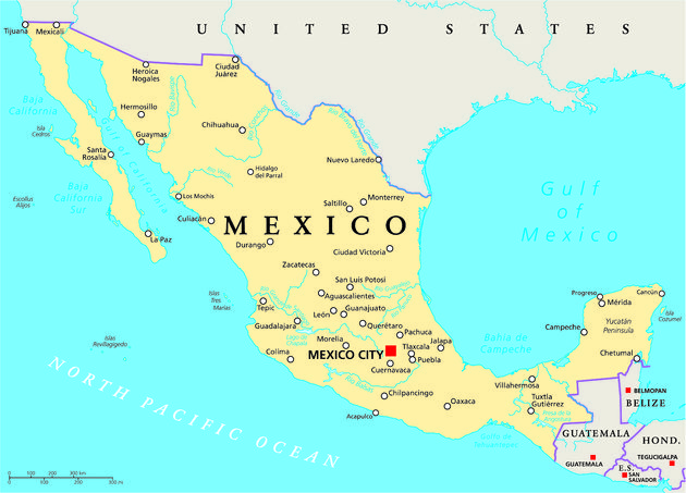 De kaart van Mexico \u00a9 Peter Hermes Furian
