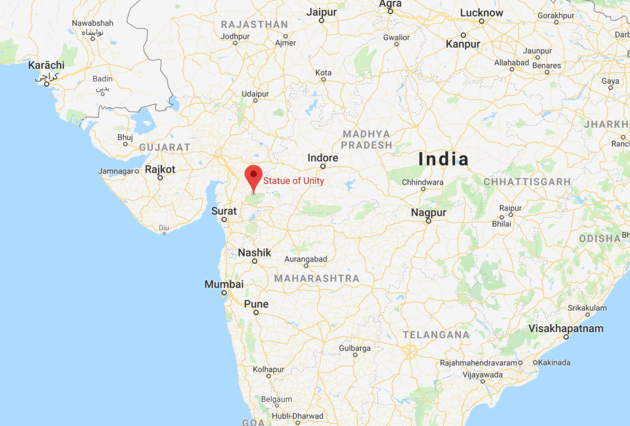 Kaart van Statue of Unity in India