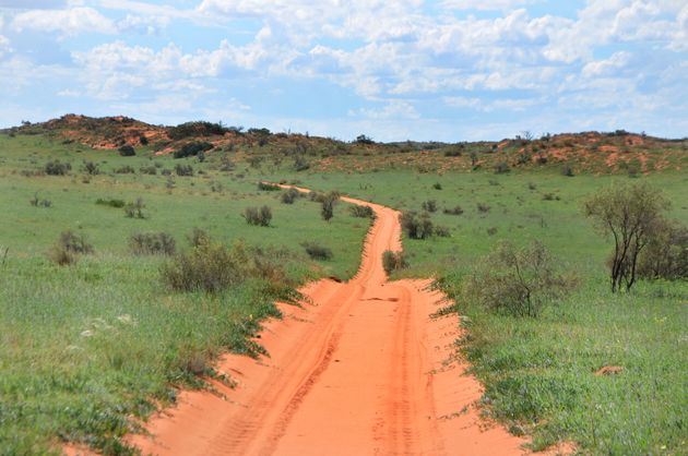 Op weg in de Jeep naar \u00a1Xaus Lodge