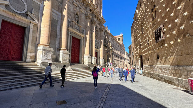 De prachtige Kathedraal van Salamanca, ingesloten door smalle straten