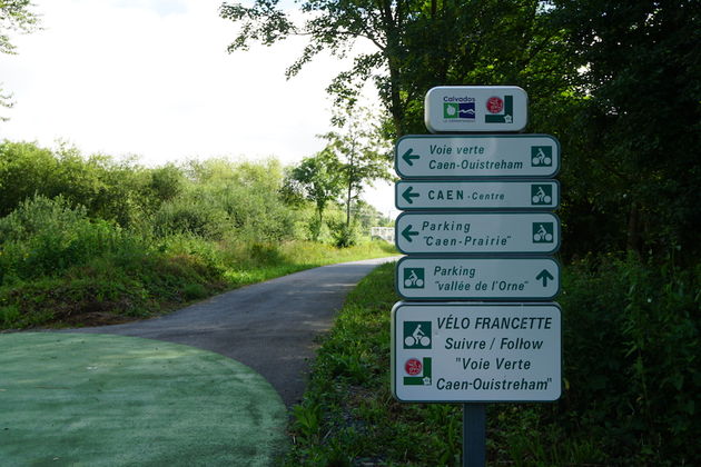 La Velo Francette, het startpunt in Caen van de eerste Voie Vert