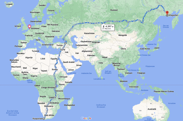 <em>Van Kaapstad naar Madagan: dit is de langste wandelroute ter wereld.<\/em>