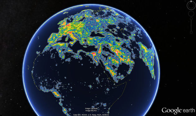De lichtvervuiling wereldwijd