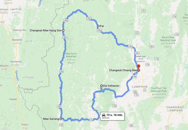 <em>De loop zoals wij hem reden. In totaal legden we meer dan 1300 kilometer af. <\/em>