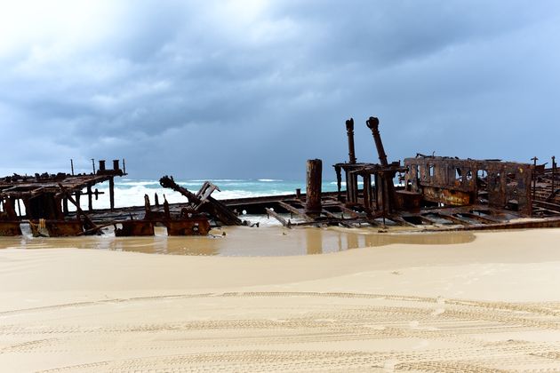 Het Maheno scheepswrak op 75 Mile Beach