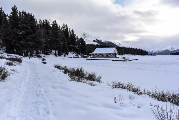 Winterse hike rondom Maligne Lake