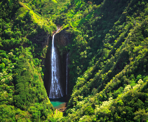 Manawaiopuna Falls, bekend uit Jurassic Park