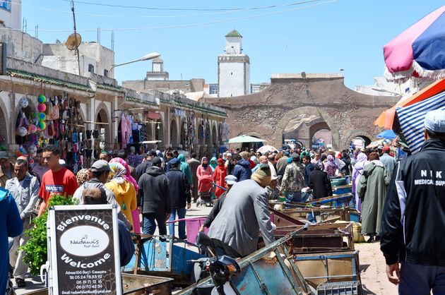 Drukte op de markt in Essaouira